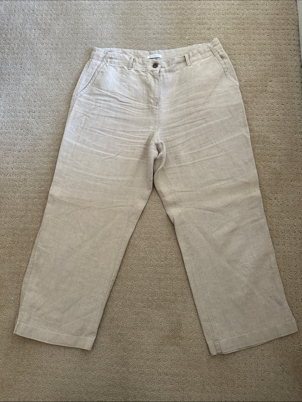 Charter Club Cropped Linen-Blend Pants in Light Beige